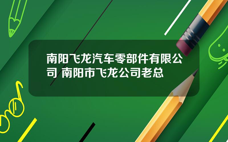 南阳飞龙汽车零部件有限公司 南阳市飞龙公司老总